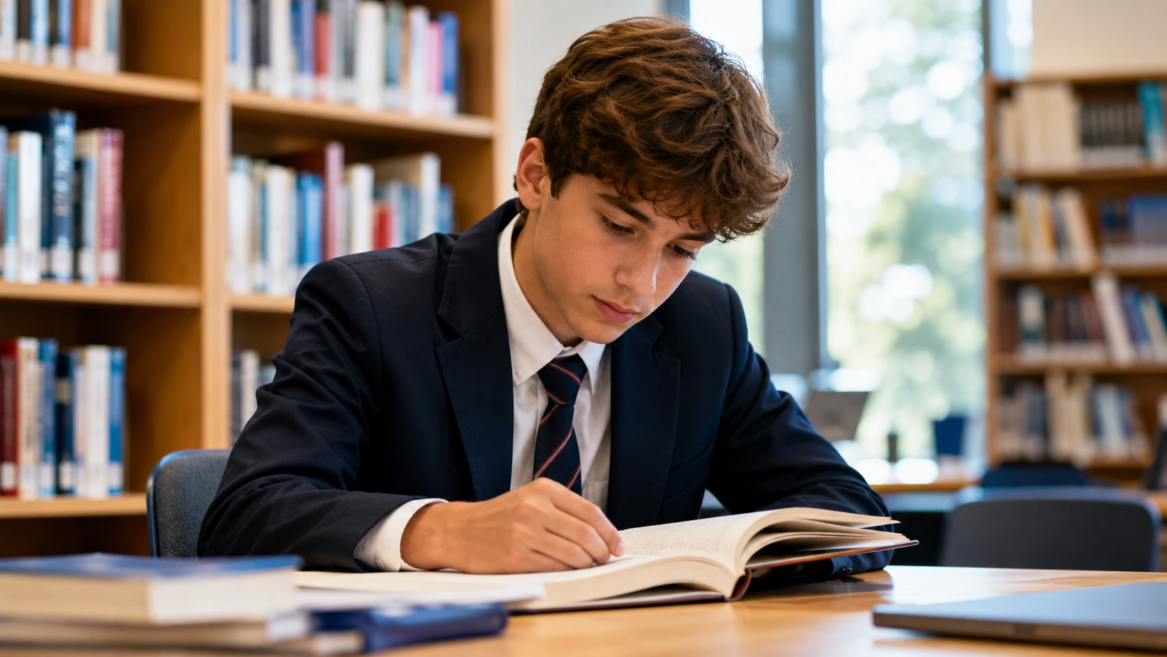 Aurevia student studying independently in the school library