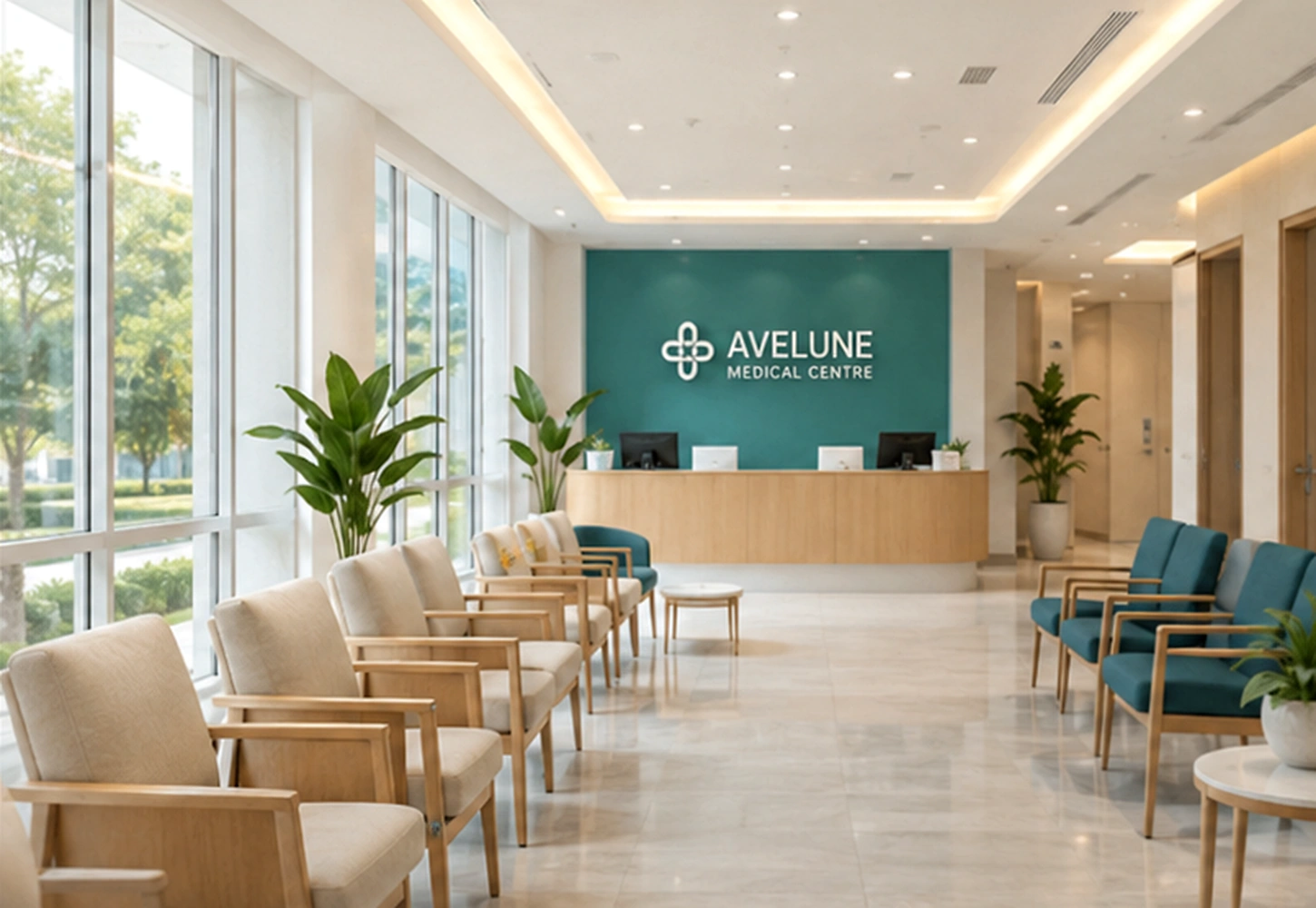 Bright Avelune patient lounge with comfortable seating and natural light